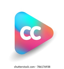 Letter CC logo in triangle shape and colorful background, letter combination logo design for business and company identity.
