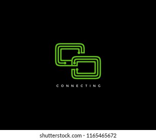 Letter CC Monogram Logotype Technology Digital Dot Connection Logo