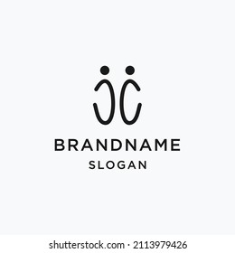 Plantilla de diseño de vectores con el logotipo de personas de CC Carta