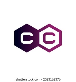 letter cc polygon logo icon flat vector concept graphic design