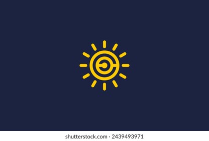 letra cc con el icono del logotipo del sol diseño vectorial plantilla inspiración