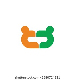letter cc teamwork simple colorful icon logo vector 