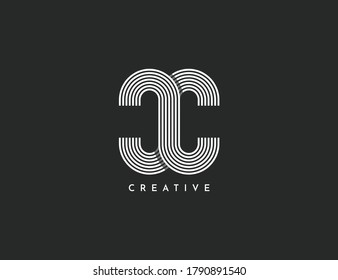 Letter CC vector line logo design illustration. Creative minimal logotype icon symbol template. 