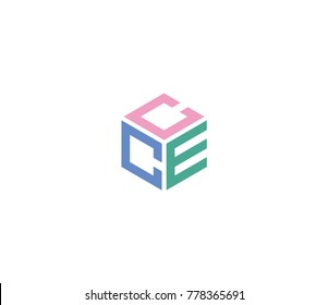 Letter CCE logo. Three letter icon. hexagon logo