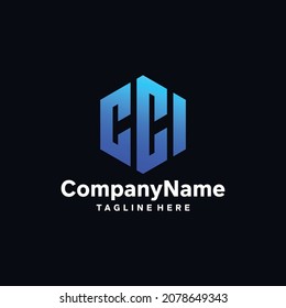 letter c,c,i logo in geometric style