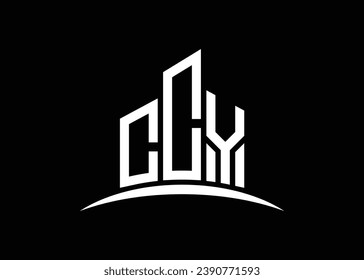 Letter CCY building vector monogram logo design template. Building Shape CCY logo.