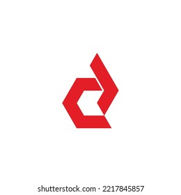 vector de logotipo rojo geométrico de flecha cd de letra 