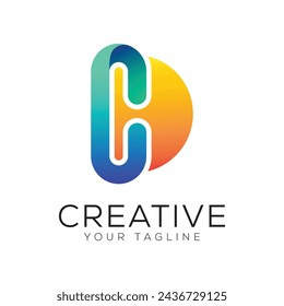 
letra cd gradiente logo colorido