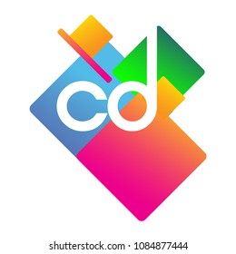 Letter CD logo with colorful geometric shape, letter combination logo design for creative industry, web, business and company.