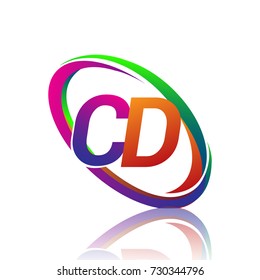 letter CD logotype design for company name colorful swoosh. vector logo for business and company identity.