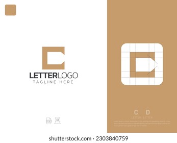 Letter cd monogram initial logo, geometric, modern, gradient, grid logo