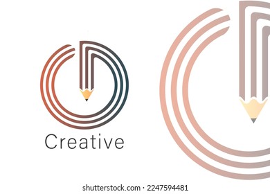 Letter CD pencil logo design 