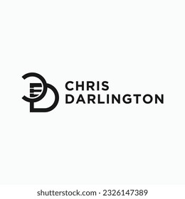 letter cd with piano logo design vector silhouette illustration
