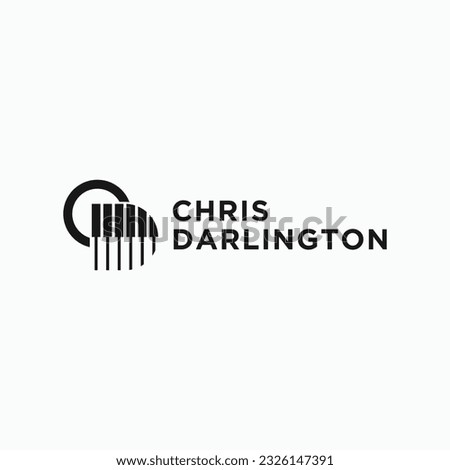 letter cd with piano logo design vector silhouette illustration