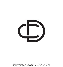letter cd simple linked overlap lines logo vector 