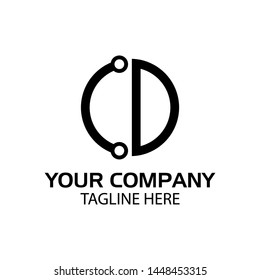 Letter CD stock logo, CD initial., flat design. technology logo.