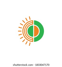 letter cd sun swirl circle geometric design logo vector