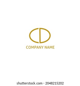 Letter CD unique logo, monogram elegant, logo type minimalist, yellow color vector