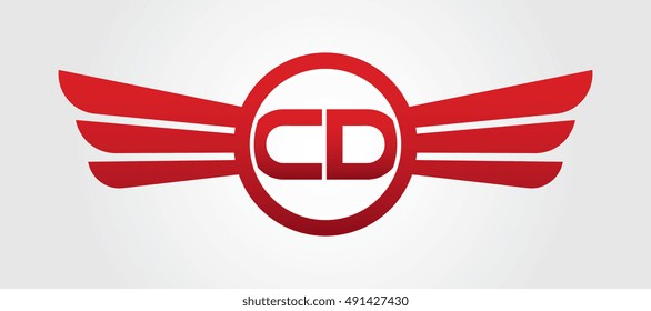 Letter CD Winged Logo Color Red