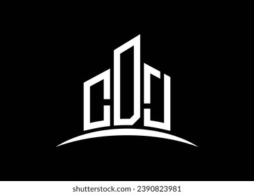 Letra CDJ construyendo la plantilla de diseño del logotipo del monólogo del vector. Construyendo el logotipo de Shape CDJ.