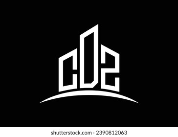 Letter CDZ building vector monogram logo design template. Building Shape CDZ logo.