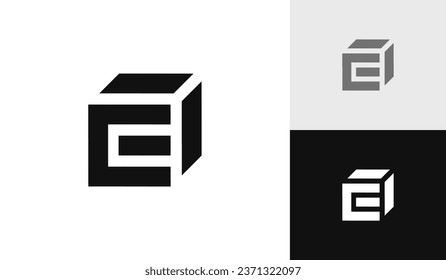 Letter CE with box icon logo design