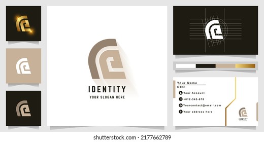 Letter Ce or ee monogram logo with business card design