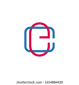 letter ce linked colorful overlapping line symbol logo vector