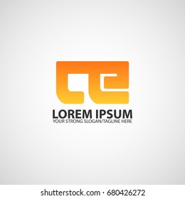 Letter Ce logo linked design, vector icon connected in orange color.