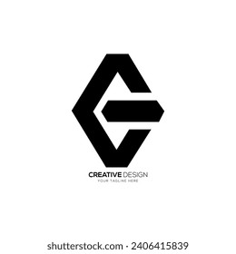 Letter Ce with modern shape creative abstract monogram logo concept