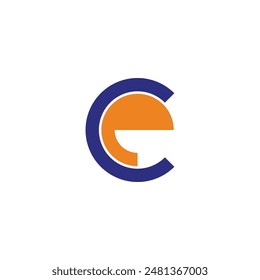 letter ce simple circle smile happy fun logo vector 