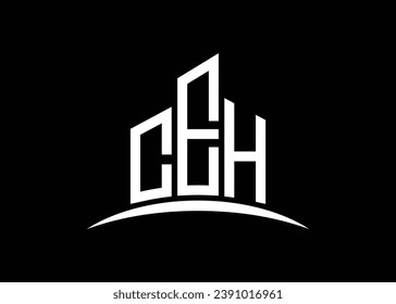Letter CEH building vector monogram logo design template. Building Shape CEH logo.