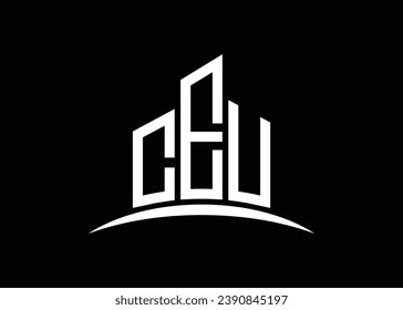 Letter CEU building vector monogram logo design template. Building Shape CEU logo.