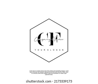 Letter CF Initial handwriting logo with signature and hand drawn style.