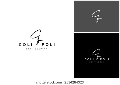 Letra CF Signature Script Caligrafía Fuente cursiva Vector de lujo Diseño de logotipos Ilustración