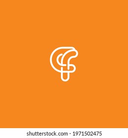 letter CF line design logo vector template