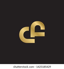 Letter cf linked lowercase logo design template elements. Gold letter Isolated on black  background. Suitable for business, consulting group company.