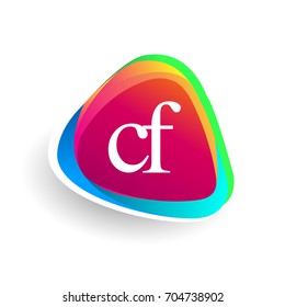 Letter CF logo in triangle shape and colorful background, letter combination logo design for company identity.