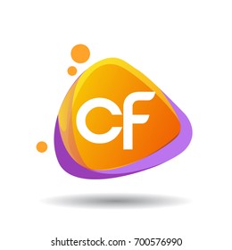 Letter CF logo in triangle splash and colorful background, letter combination logo design for creative industry, web, business and company.