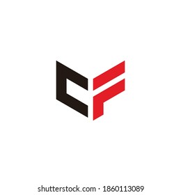 letter cf simple geometric line logo vector