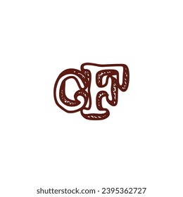 letter cf vintage brush linked font logo vector 