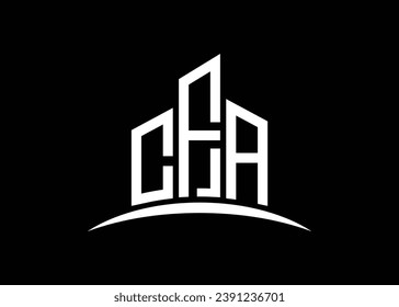 Letter CFA building vector monogram logo design template. Building Shape CFA logo.