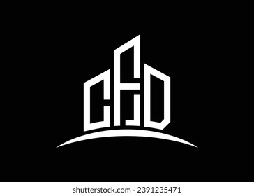 Letter CFD building vector monogram logo design template. Building Shape CFD logo.