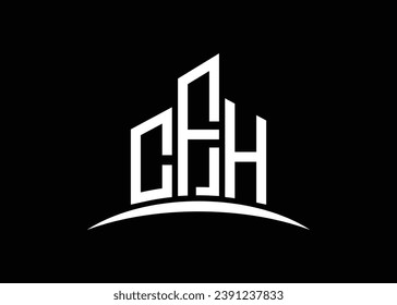 Letter CFH building vector monogram logo design template. Building Shape CFH logo.