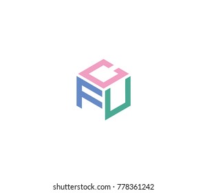 Letter CFU logo. Hexagon logo with CFU letter