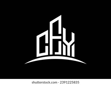 Letter CFY building vector monogram logo design template. Building Shape CFY logo.