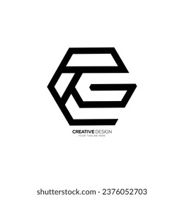 Letra Cg línea creativa art hexágono forma tipografía única espacio negativo idea logo de monograma