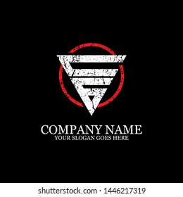 Letter CG creative triangle in red circle color logo designs, with rustic and grunge vector
