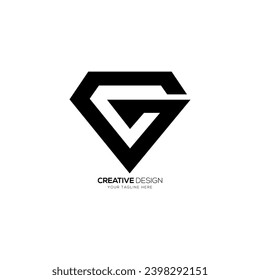 Letter Cg or Gc diamond shape negative apace modern abstract monogram logo