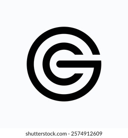 Letter Cg or Gc round shape minimal monogram logo